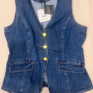 Melanie Lyne Denim Sleeveless Vest with Gold Buttons NWT sz 4